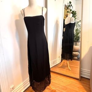 Tahari Black silk evening dress